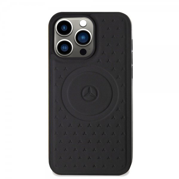Mercedes Benz iPhone 15 Pro Max Kuori Star Pattern MagSafe Musta