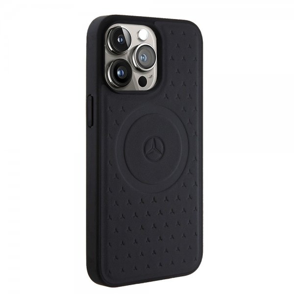 Mercedes Benz iPhone 15 Pro Max Kuori Star Pattern MagSafe Musta