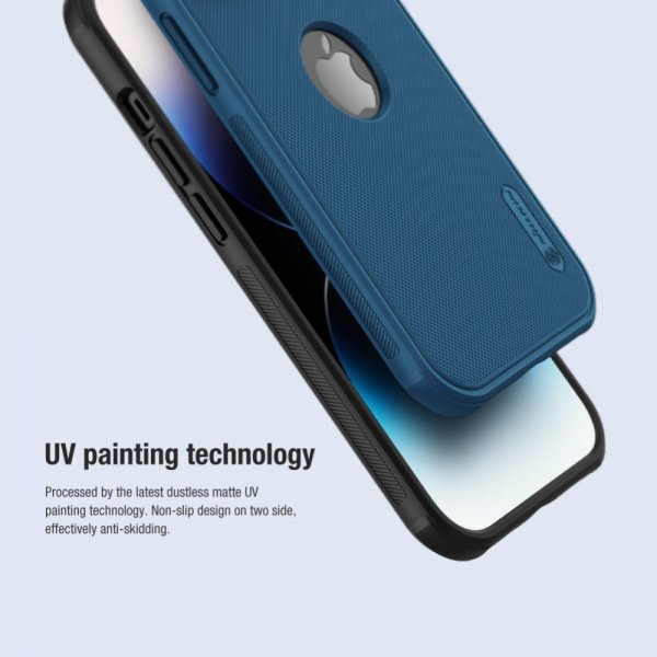 Nillkin iPhone 15 Pro Max Suojakuori Super Frosted Shield Pro Logoaukko Sininen