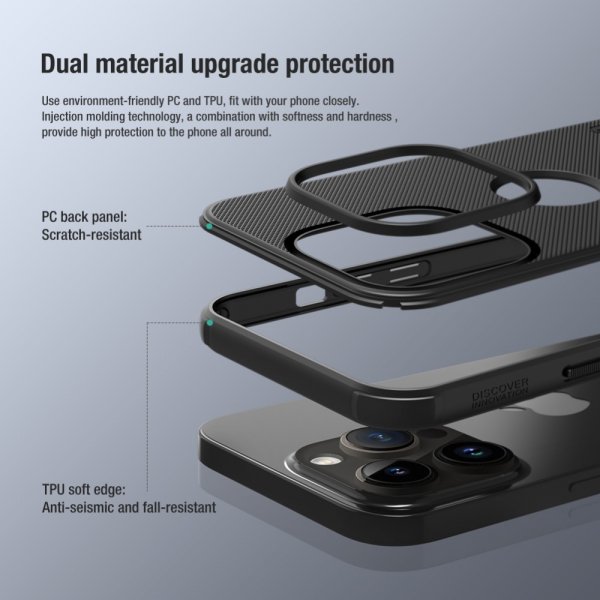 Nillkin iPhone 15 Pro Max Kuori Super Frosted Shield Pro Logoaukko Musta