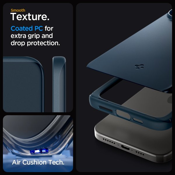 Spigen iPhone 15 Pro Max Thin Fit -suojakuori, Metal Slate