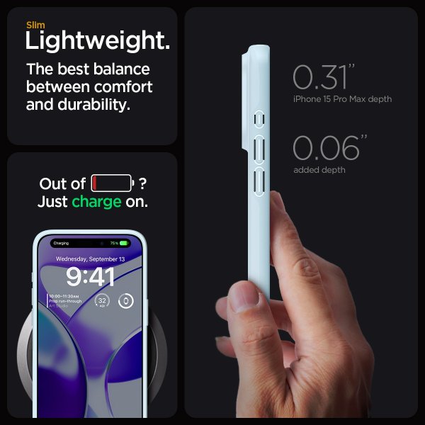 Spigen iPhone 15 Pro Max Kuori Thin Fit Mute Blue