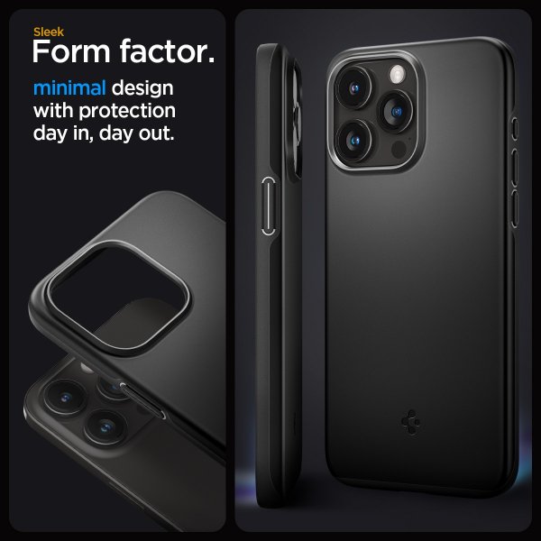 Spigen iPhone 15 Pro Max Thin Fit -suojakuori, musta