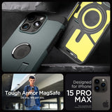 Spigen iPhone 15 Pro Max Kuori Tough Armor MagFit Abyss Green