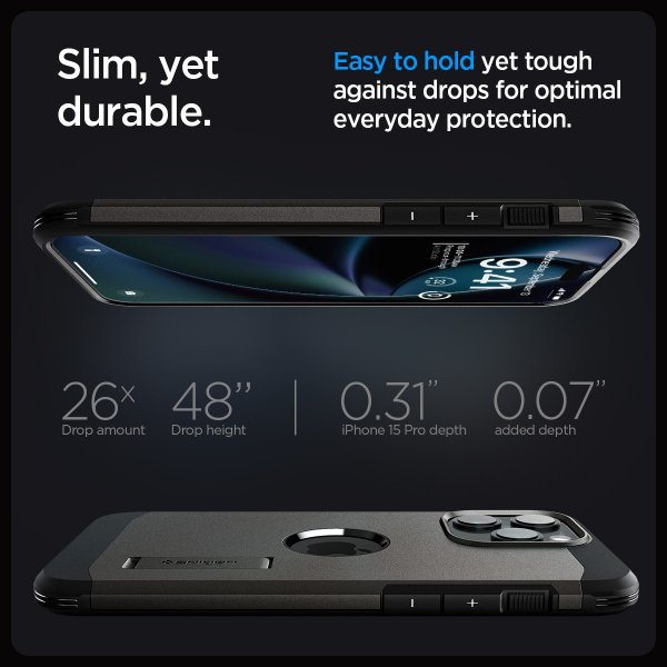 Spigen iPhone 15 Pro Max Kuori Tough Armor MagFit Gunmetal