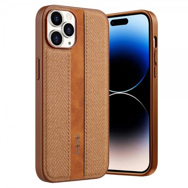 X-Level iPhone 15 Pro Max Kuori Kangastekstuurilla Ruskea