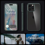 Spigen iPhone 15 Pro Max -suojakuori Ultra Hybrid Abyss Green