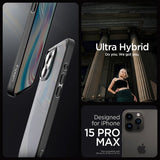 Spigen iPhone 15 Pro Max -suojakuori, Ultra Hybrid Frost Black