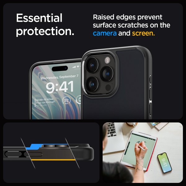 Spigen iPhone 15 Pro Max -suojakuori, Ultra Hybrid Frost Black