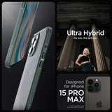 Spigen iPhone 15 Pro Max -suojakuori Ultra Hybrid Frost Green