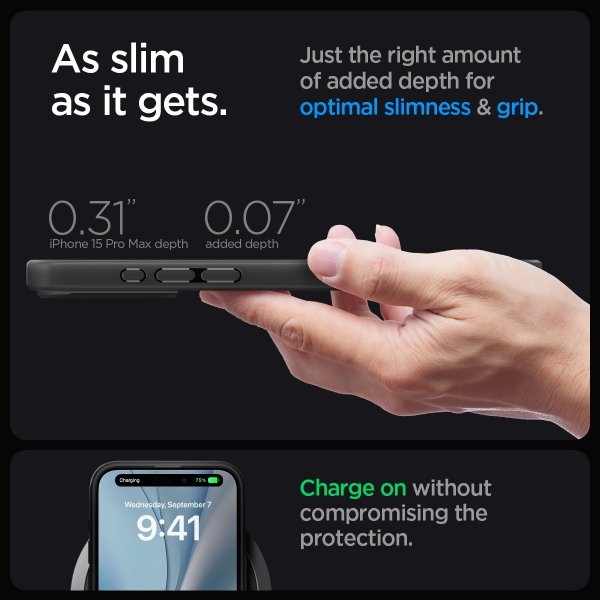 Spigen iPhone 15 Pro Max -suojakuori Ultra Hybrid MagFit Frost Black