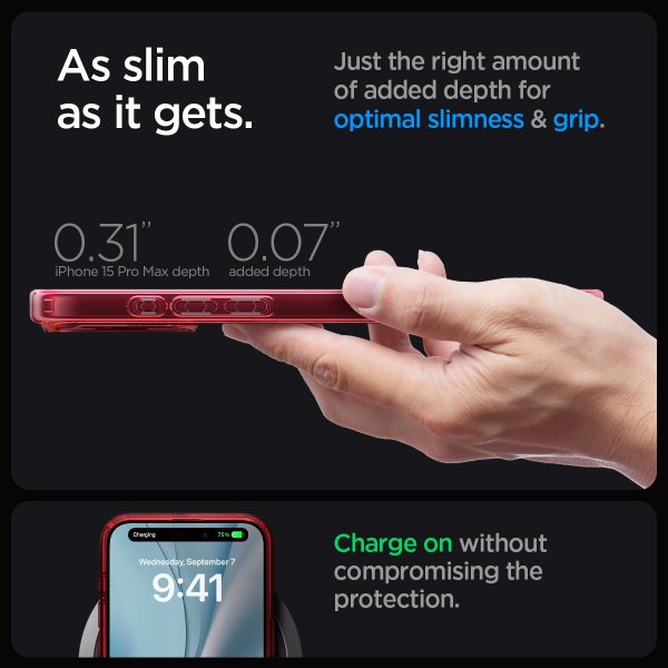 Spigen iPhone 15 Pro Max Kuori Ultra Hybrid MagFit Frost Deep Red
