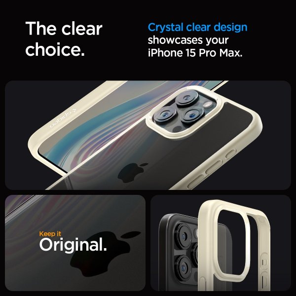 Spigen iPhone 15 Pro Max -suojakuori, Ultra Hybrid Mute Beige