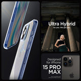 Spigen iPhone 15 Pro Max -suojakuori, Ultra Hybrid Sky Crystal