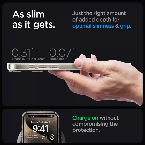 Spigen iPhone 15 Pro Max Kuori Ultra Hybrid Zero One MagFit Natural Titanium