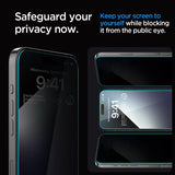Spigen iPhone 15 Pro Max Näytönsuoja GLAS.tR EZ Fit Privacy 2-pakkaus