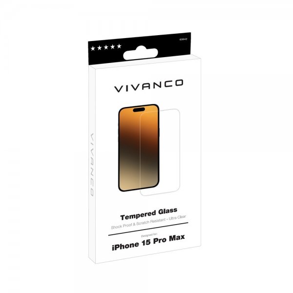 Vivanco iPhone 15 Pro Max -näytönsuoja karkaistua lasia
