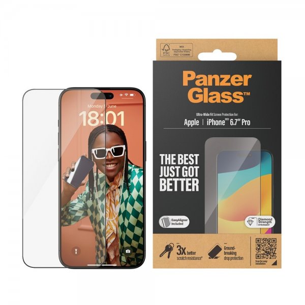 PanzerGlass iPhone 15 Pro Max -näytönsuoja Ultra-Wide Fit EasyAligner