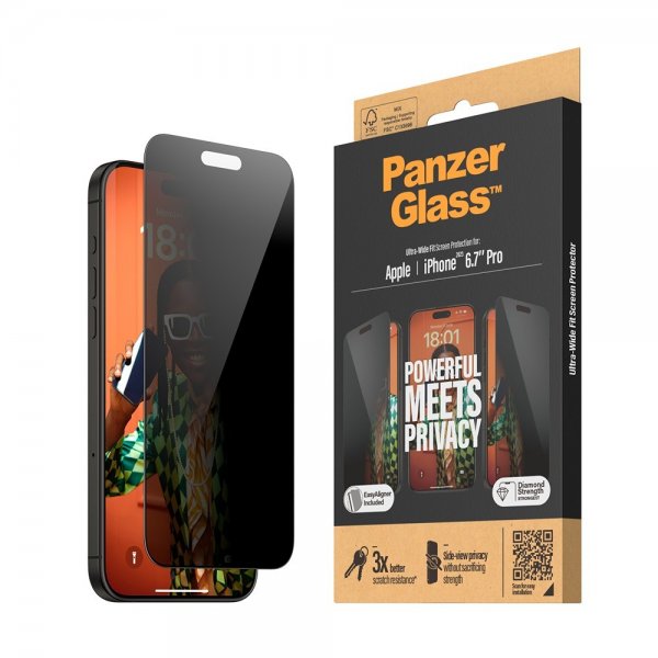 PanzerGlass iPhone 15 Pro Max Näytönsuoja Ultra-Wide Fit Privacy EasyAligner