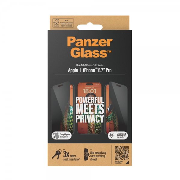 PanzerGlass iPhone 15 Pro Max Näytönsuoja Ultra-Wide Fit Privacy EasyAligner