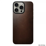 Nomad iPhone 15 Pro Max Skin Magnetic nahkainen takakansi, Horween Rustic Brown