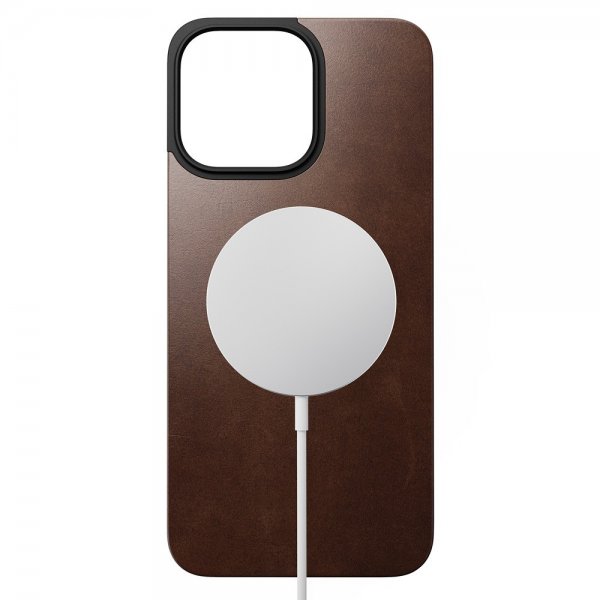 Nomad iPhone 15 Pro Max Skin Magnetic nahkainen takakansi, Horween Rustic Brown
