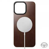 Nomad iPhone 15 Pro Max Skin Magnetic nahkainen takakansi, Horween Rustic Brown