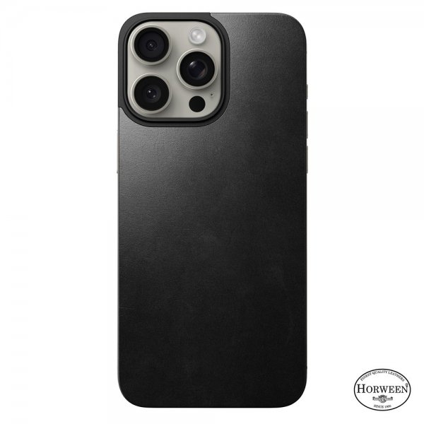 Nomad iPhone 15 Pro Max Skin Magnetic nahkainen takakansi Horween Musta