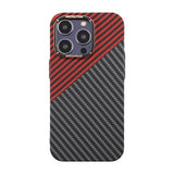 iPhone 15 Pro Kuori Hiilikuitukuvio Musta Punainen