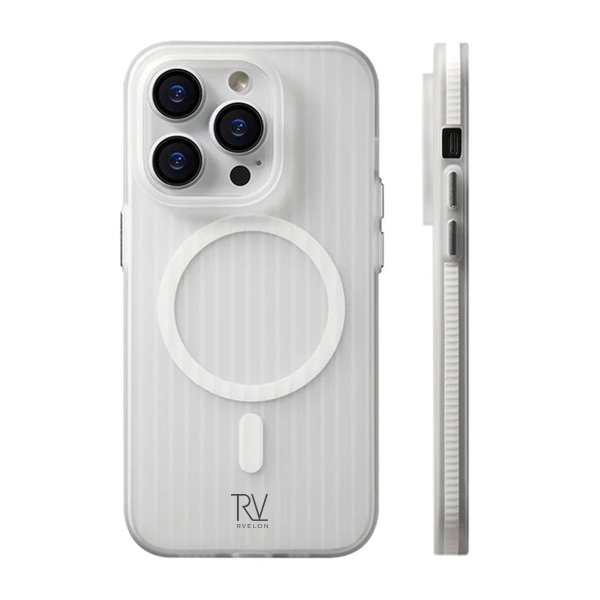 Rvelon iPhone 15 Pro Kuori Korrugoitu MagSafe Valkoinen