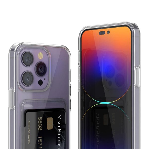 Rvelon iPhone 15 Pro -suojakuori, korttipidike, läpinäkyvä