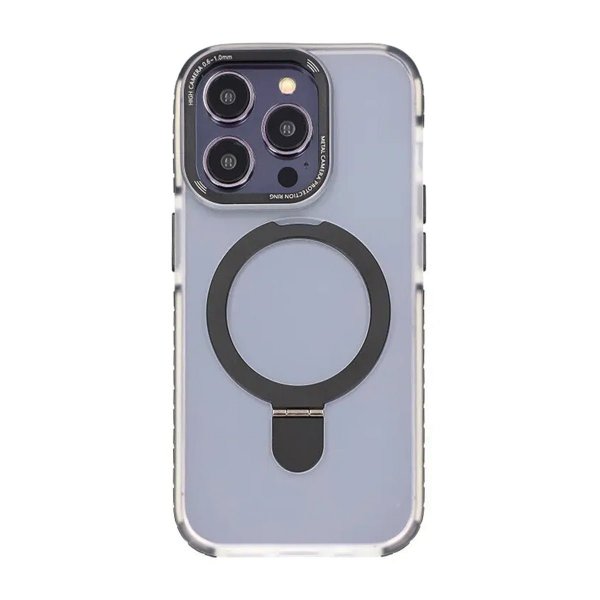 iPhone 15 Pro MagSafe-suojakuori, taitettava jalusta, musta