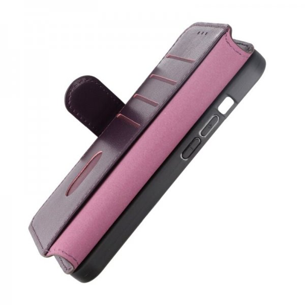 Rvelon iPhone 15 Pro -suojakuori, aitoa nahkaa, violetti