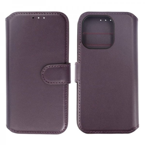 Rvelon iPhone 15 Pro -suojakuori, aitoa nahkaa, violetti