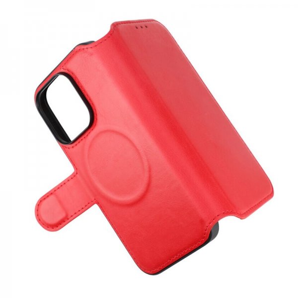 Rvelon iPhone 15 Pro Kotelo 4 Korttipaikkaa MagSafe Punainen