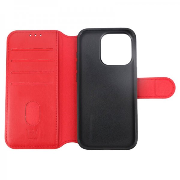 Rvelon iPhone 15 Pro Kotelo 4 Korttipaikkaa MagSafe Punainen