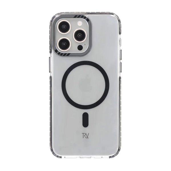 Rvelon iPhone 15 Pro Kuori TPU MagSafe Musta Läpinäkyvä