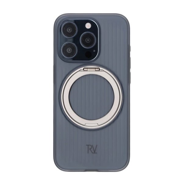 Rvelon iPhone 15 Pro -kuori, pyörivä MagSafe-jalusta, harmaa