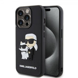 Karl Lagerfeld iPhone 15 Pro -suojakuori 3D Rubber Karl & Choupette musta