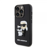 Karl Lagerfeld iPhone 15 Pro -suojakuori 3D Rubber Karl & Choupette musta