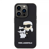 Karl Lagerfeld iPhone 15 Pro -suojakuori 3D Rubber Karl & Choupette musta