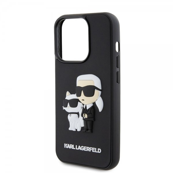 Karl Lagerfeld iPhone 15 Pro -suojakuori 3D Rubber Karl & Choupette musta