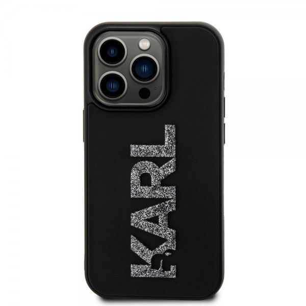 Karl Lagerfeld iPhone 15 Pro Kuori 3D Rubber Karl Musta