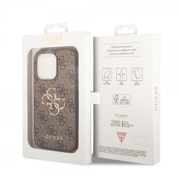 Guess iPhone 15 Pro Kuori 4G Logo Ruskea