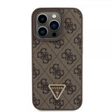 Guess iPhone 15 Pro -suojakuori 4G Metal Triangle Strass - ruskea