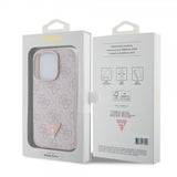 Guess iPhone 15 Pro Kuoret 4G Metal Triangle Strass Vaaleanpunainen