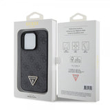 Guess iPhone 15 Pro Kuori 4G Metal Triangle Strass Musta
