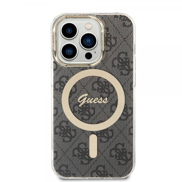 Guess iPhone 15 Pro -kuori, 4G Pattern, MagSafe, musta