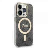 Guess iPhone 15 Pro -kuori, 4G Pattern, MagSafe, musta
