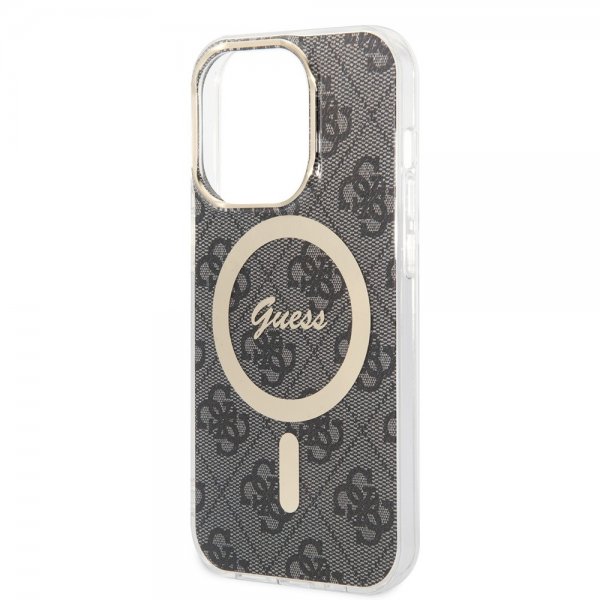 Guess iPhone 15 Pro -kuori, 4G Pattern, MagSafe, musta